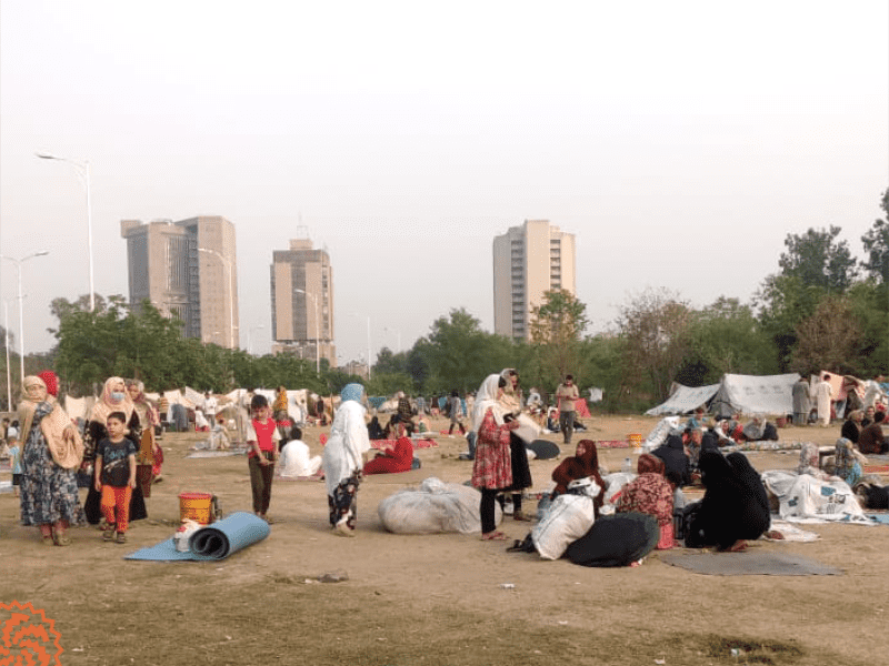 Afghan women's tents in front of the Islamabad National Press Club