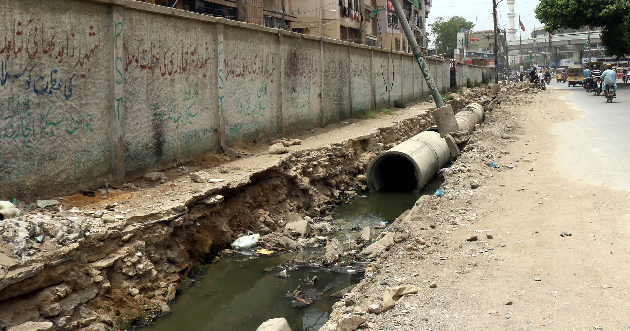 A broken sewage line